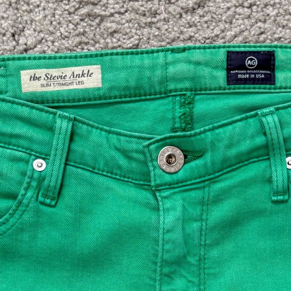 AG Adriano Goldschmied the Stevie Ankle Jeans Slim Straight Size 29 Kelly Green - Picture 5 of 11